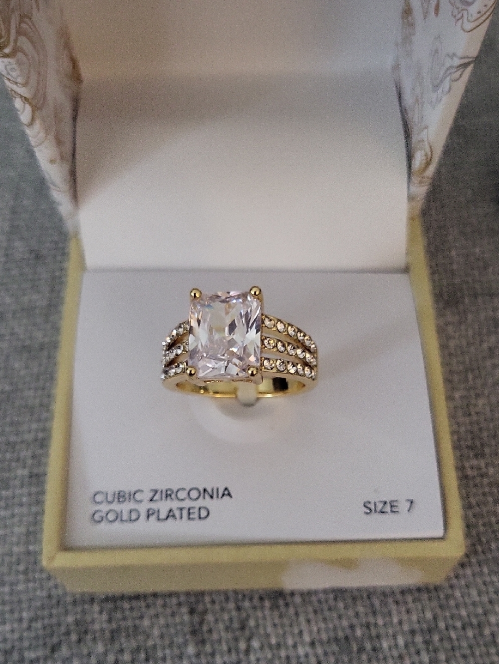 Charter Club Gold Plated Cubic Zirconia Ring, Size 7